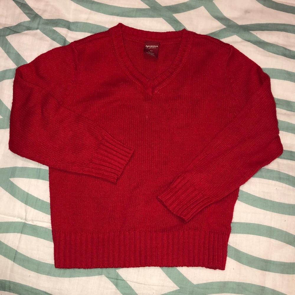 EUC - Boys Red V-Neck sweater Sz. 4T